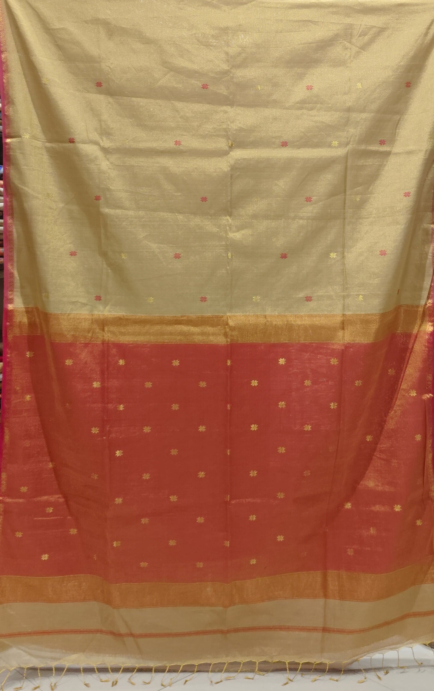 Saree Maheshwari Tissue with border