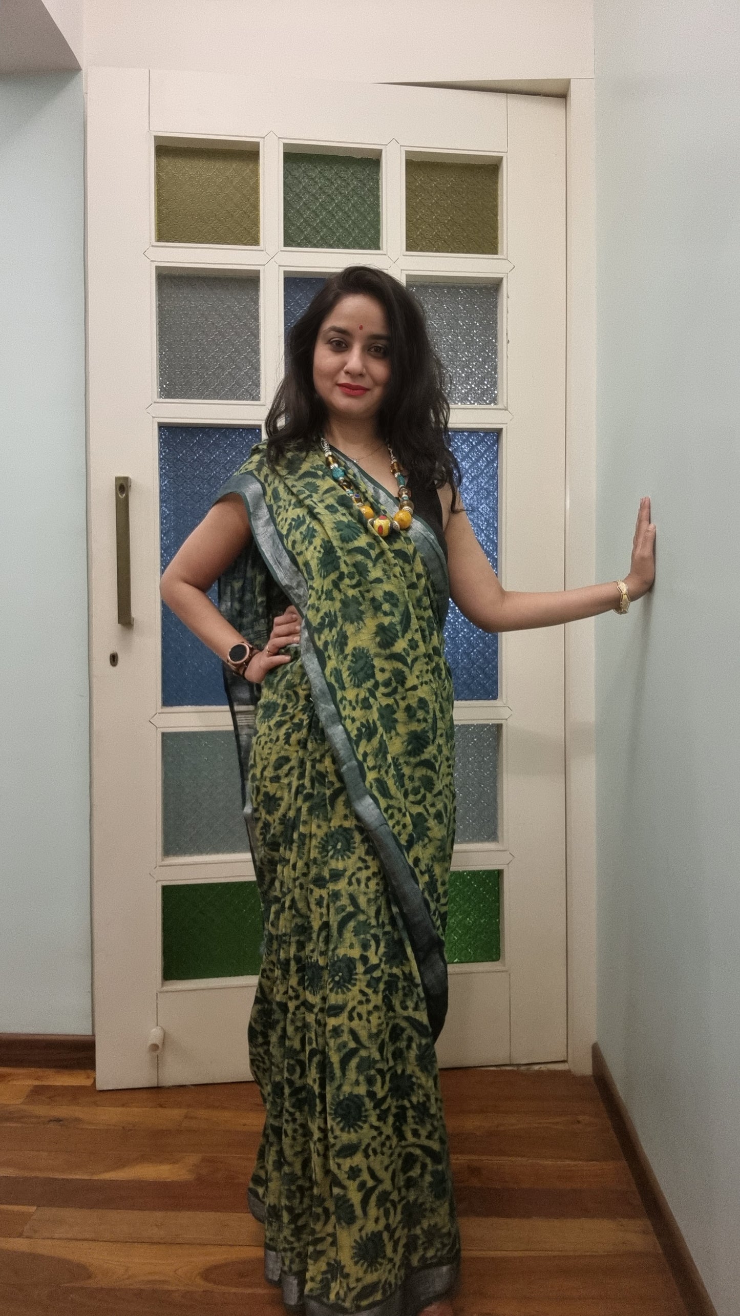 Dabu Linen Cotton Saree