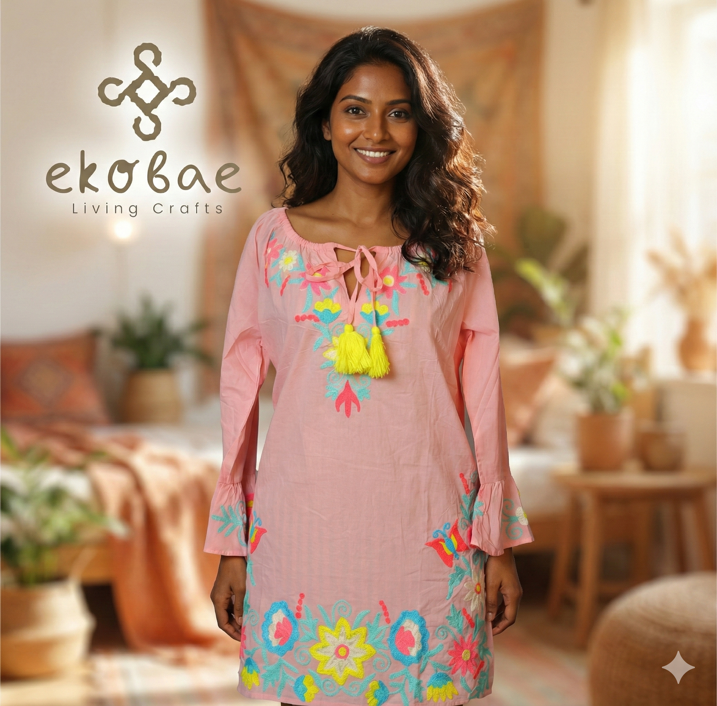 Embroidered Cotton Kurta Dresses