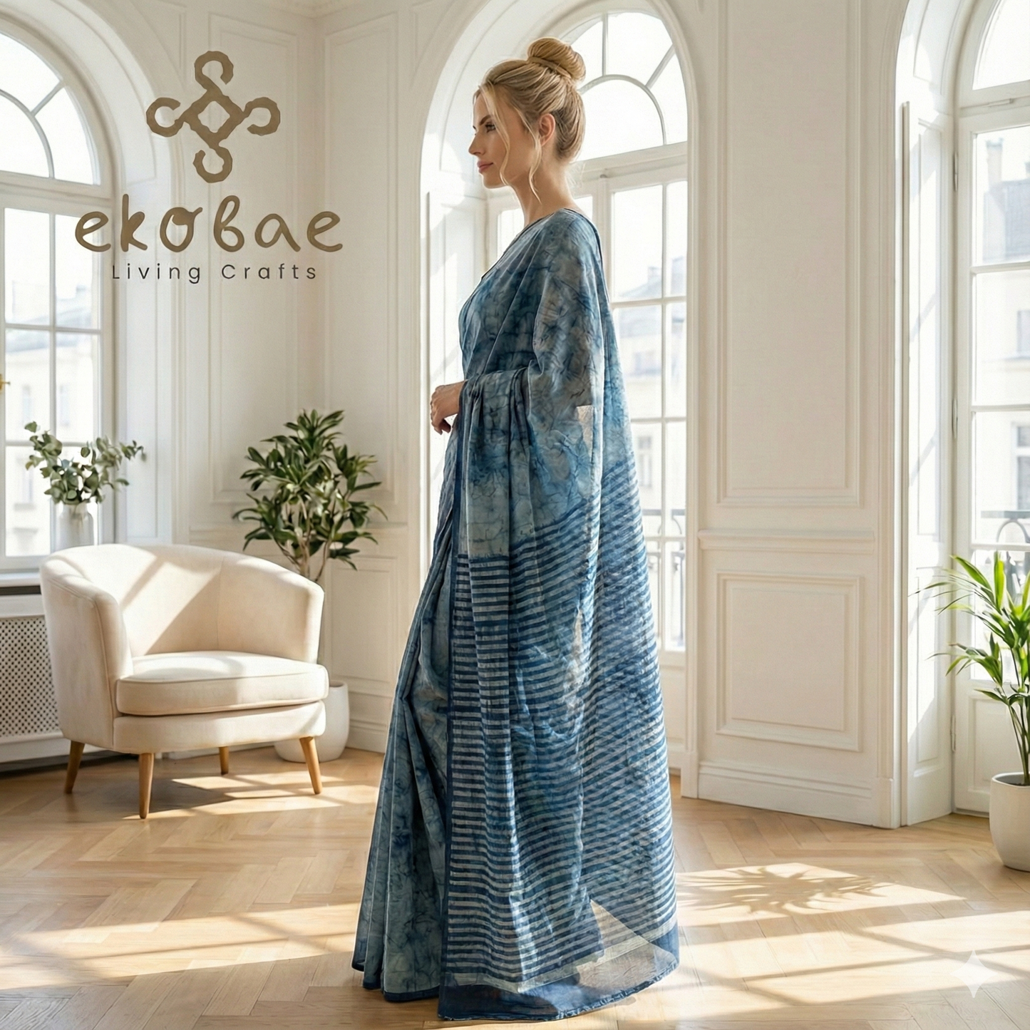 Denim Look Dabu saree