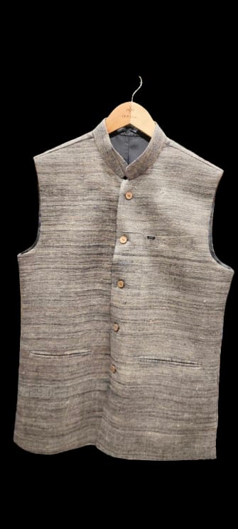 Nehru Jacket Raw-Silk Ghicha