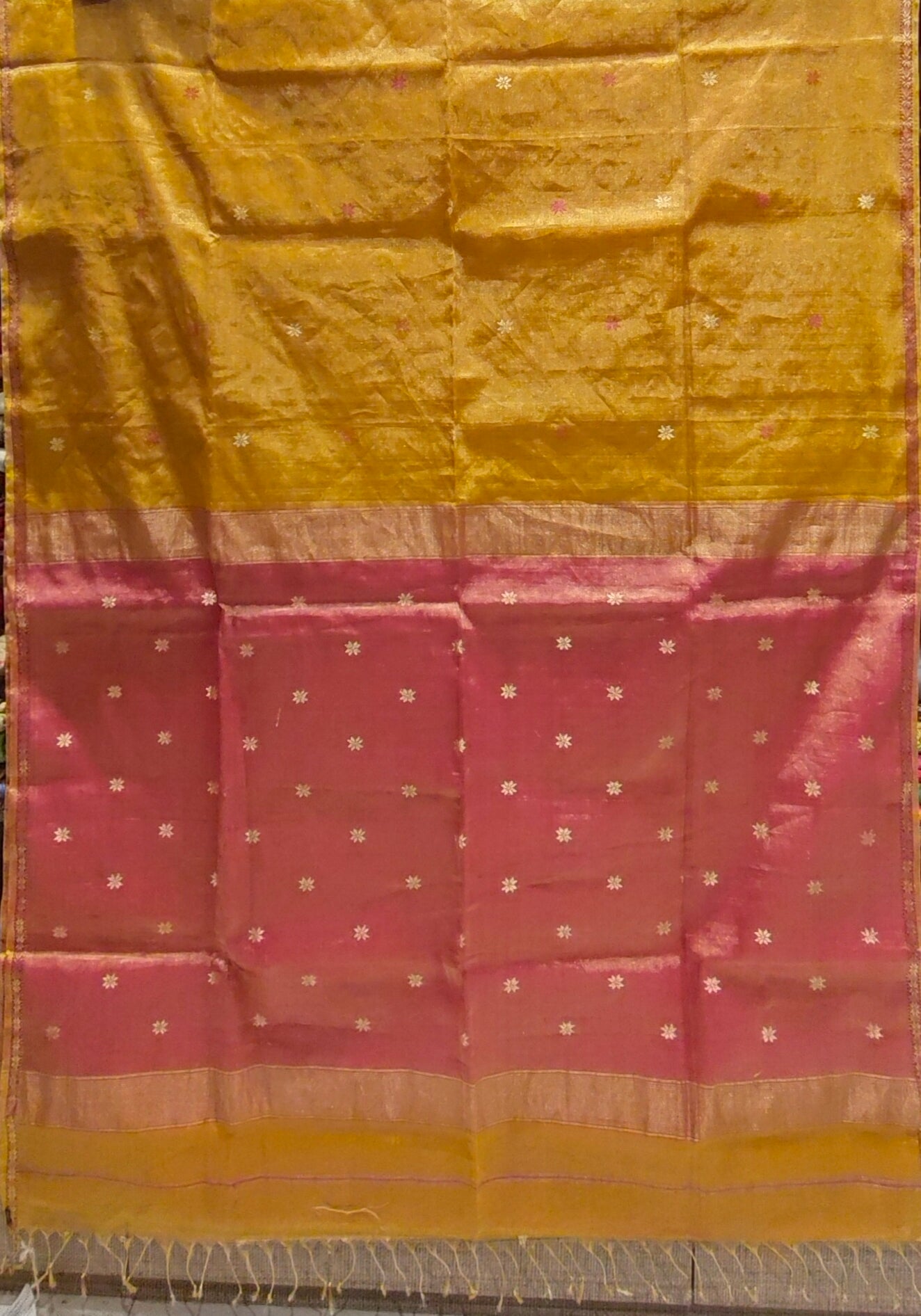 Saree Maheshwari Tissue with border