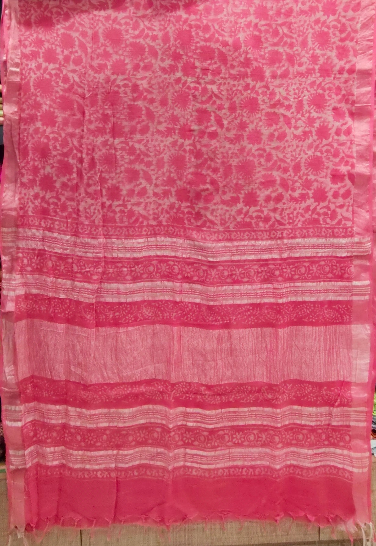 Dabu Linen Cotton Saree