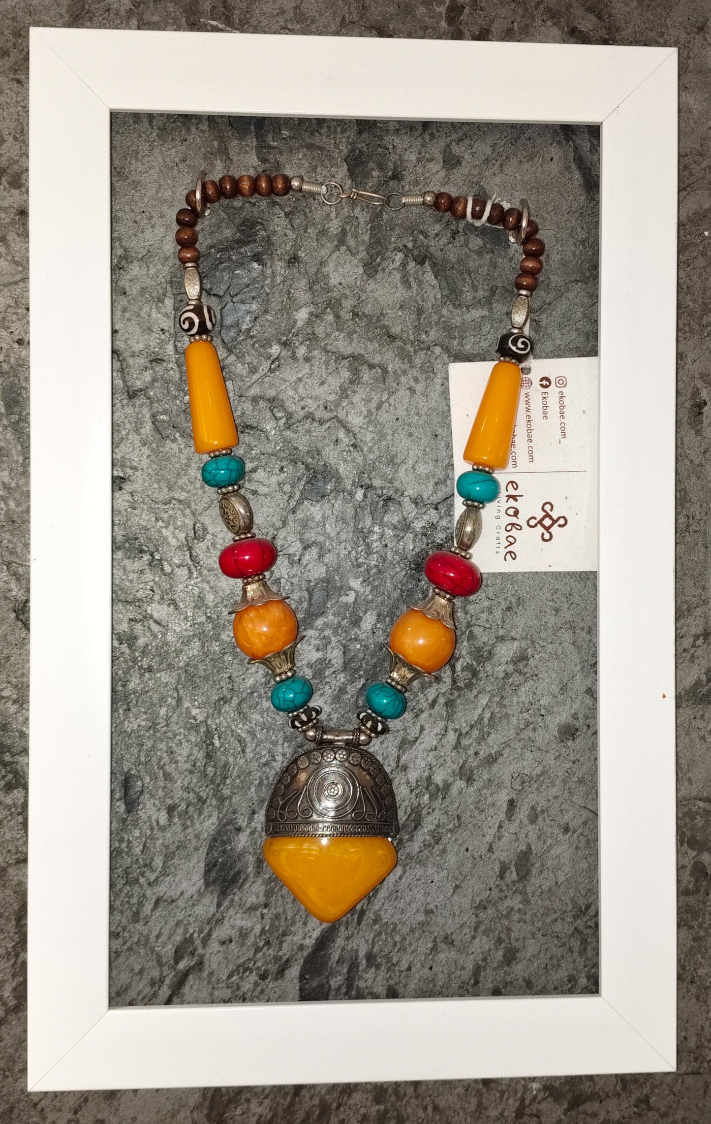 Himalayan Tribal Necklace with Cabochon Pendant