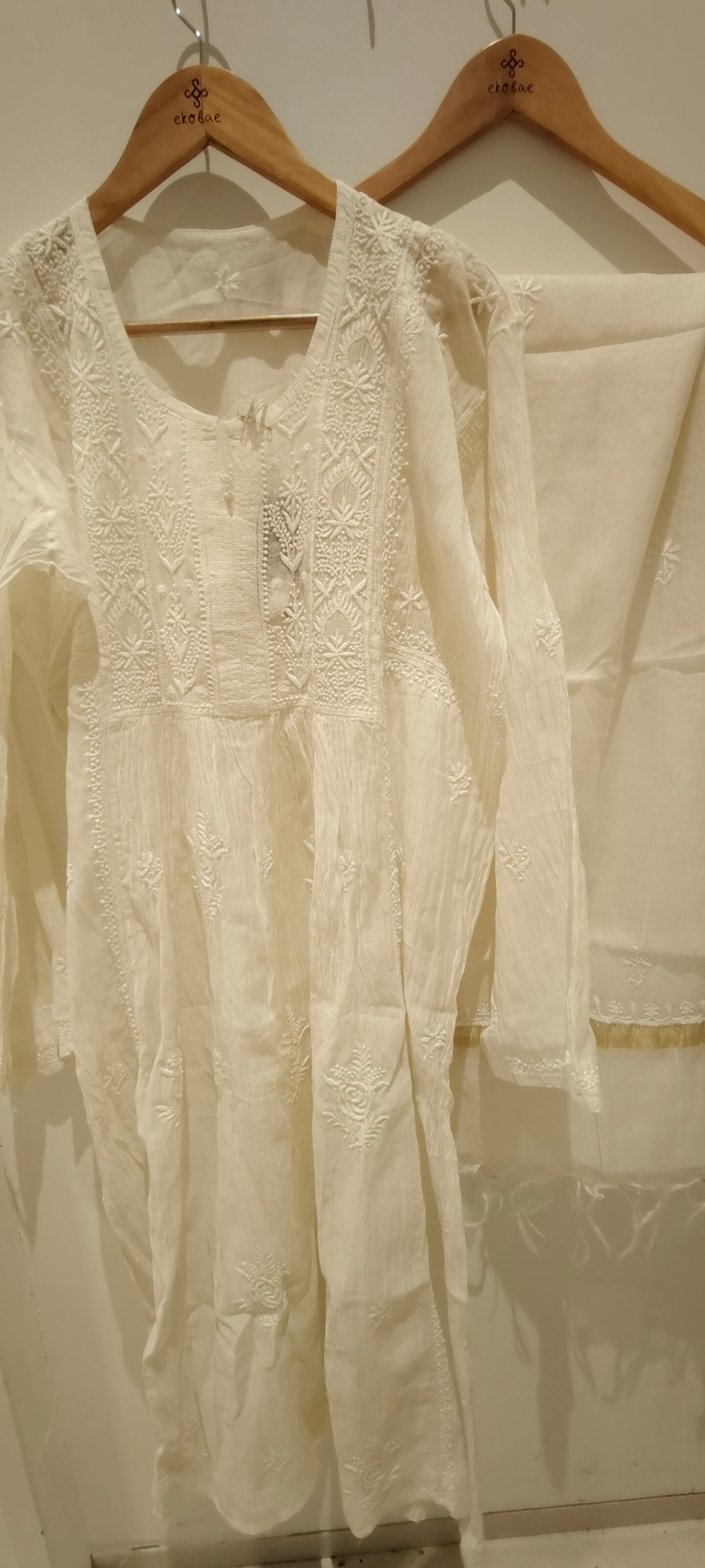 Chikankari Gown semi stitched 2pc