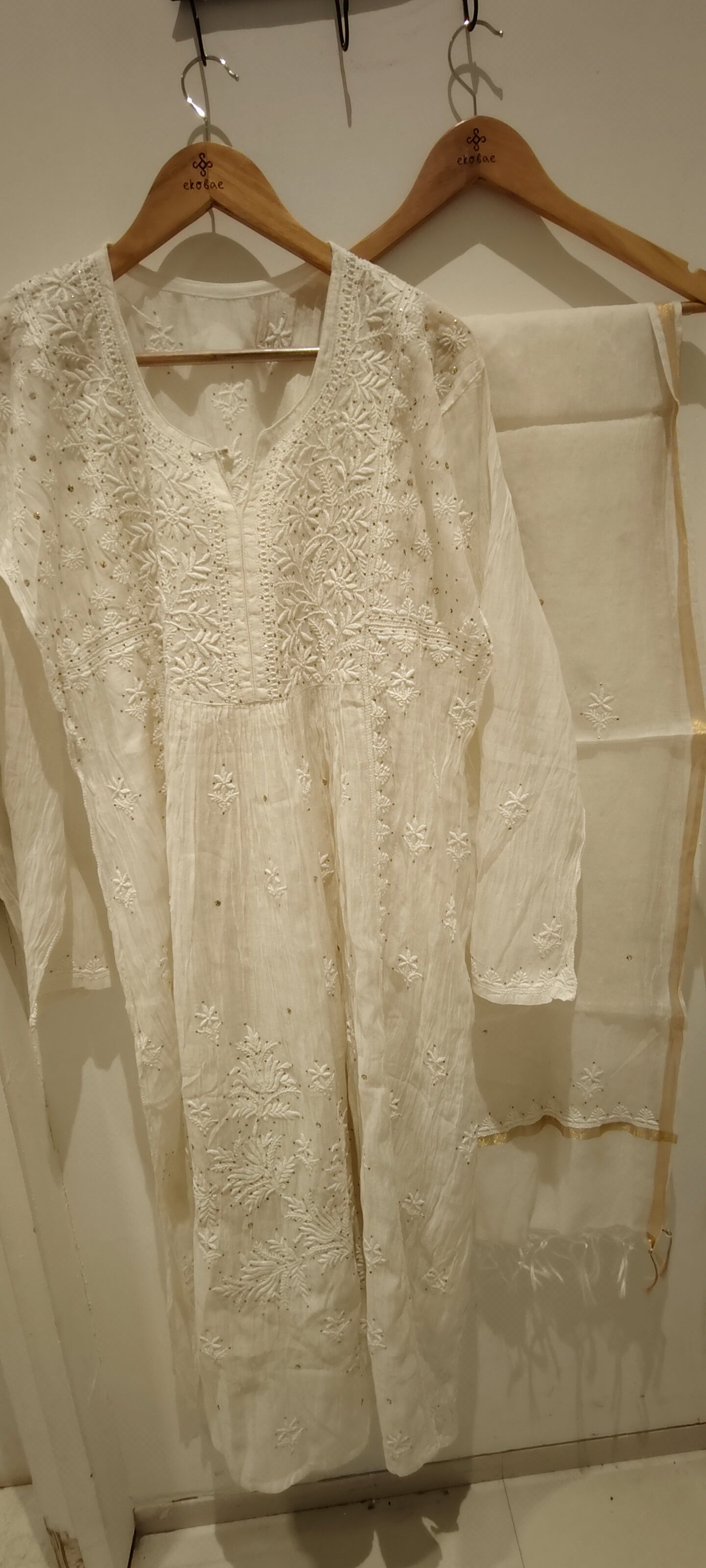 Chikankari Gown semi stitched 2pc