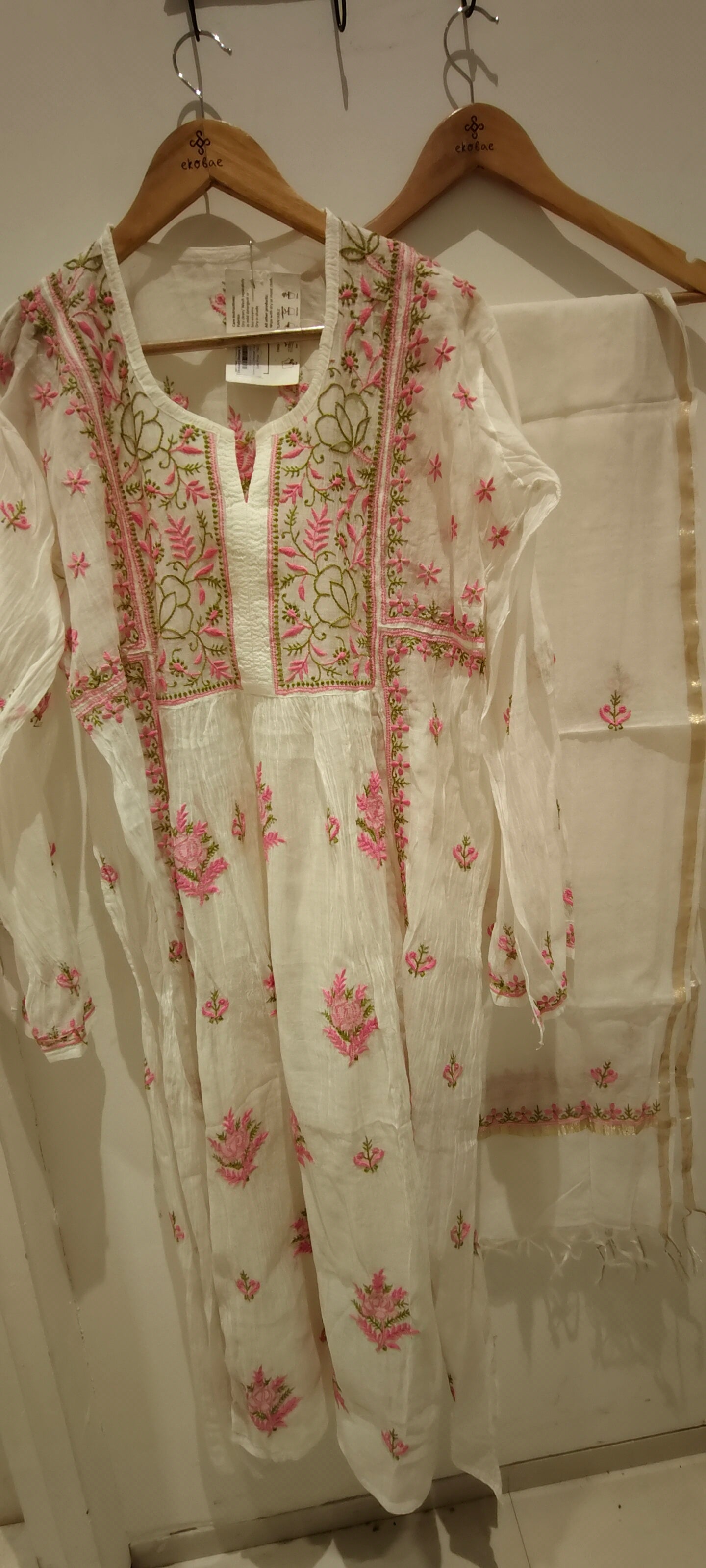 Chikankari Gown semi stitched 2pc