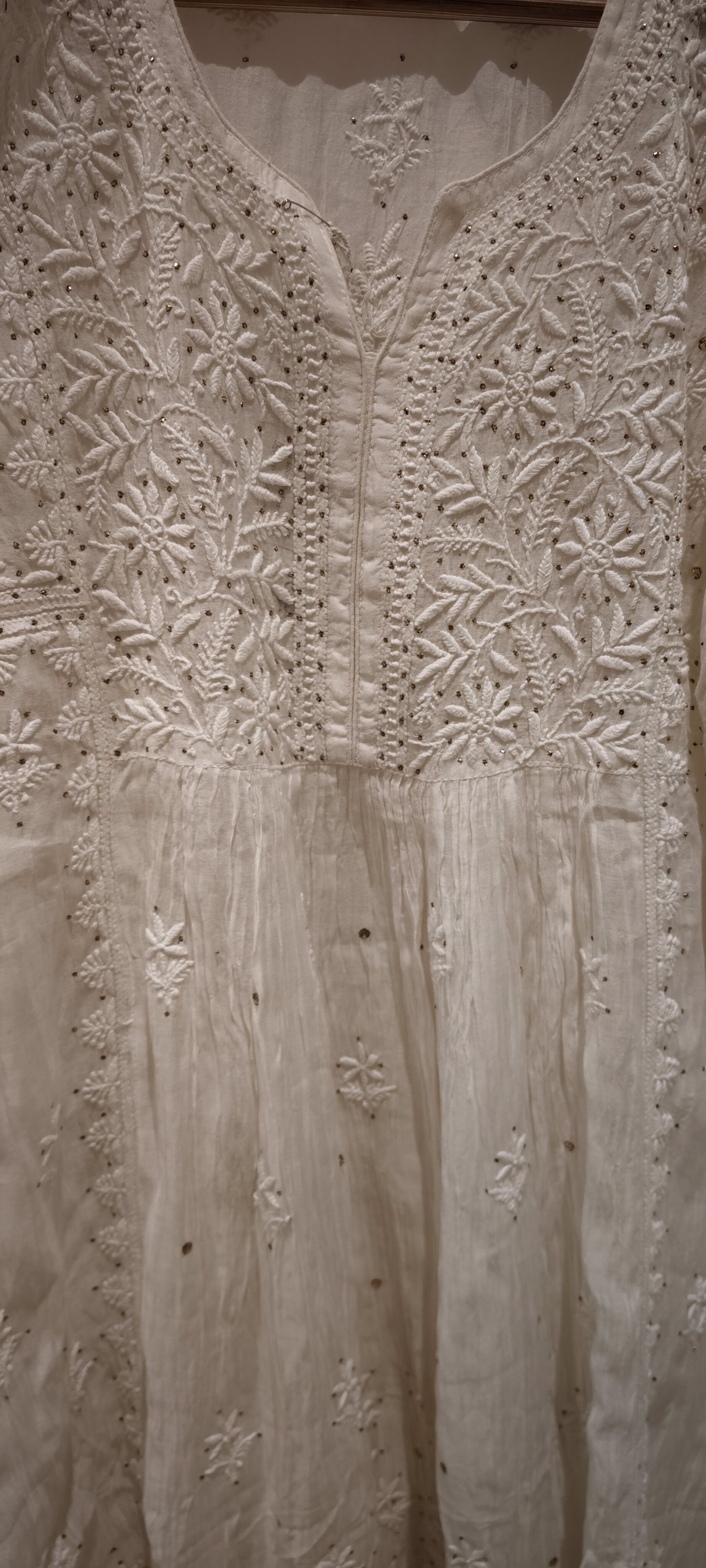 Chikankari Gown semi stitched 2pc