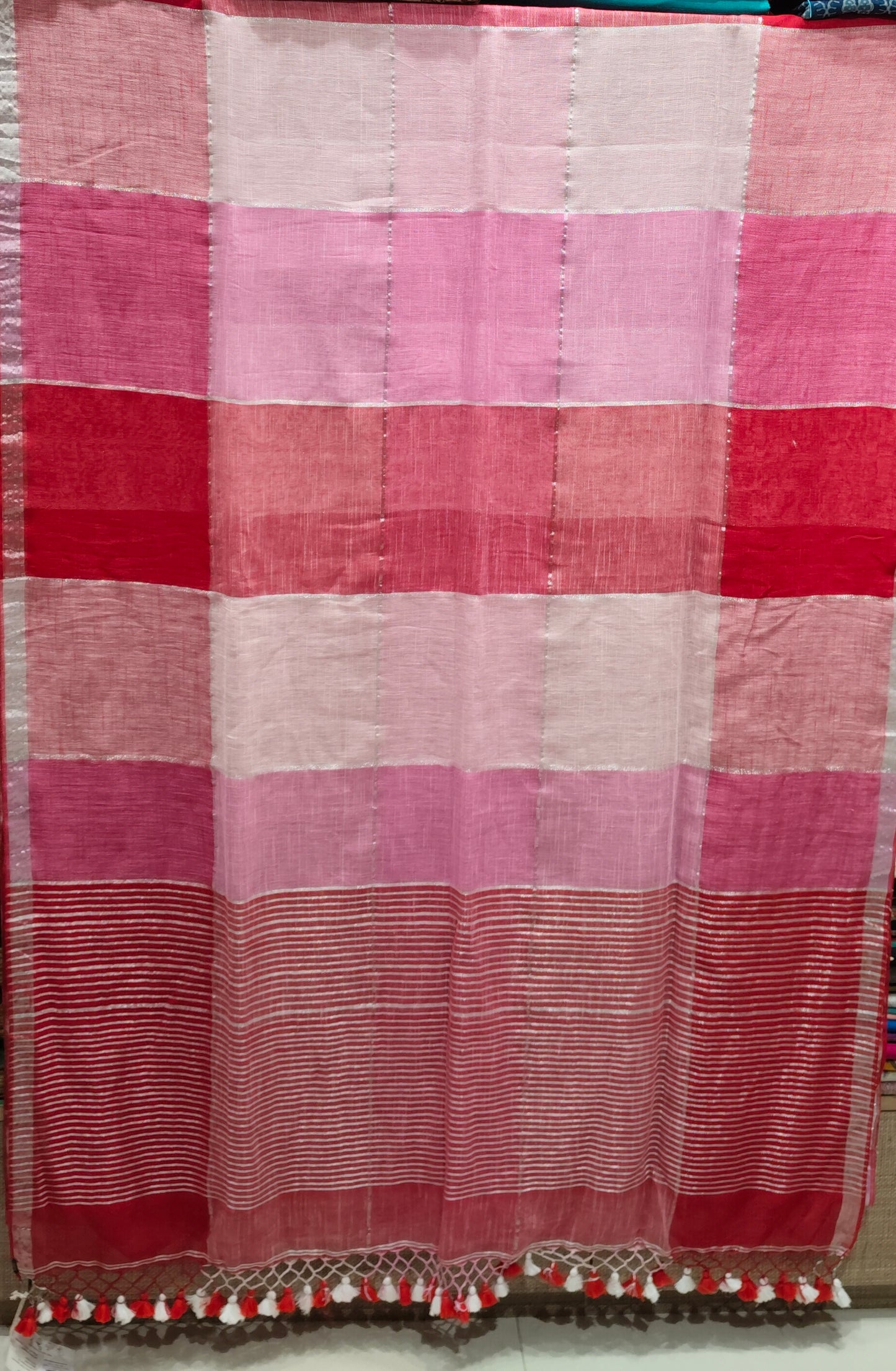 Saree Handloom linen-Linen zari
