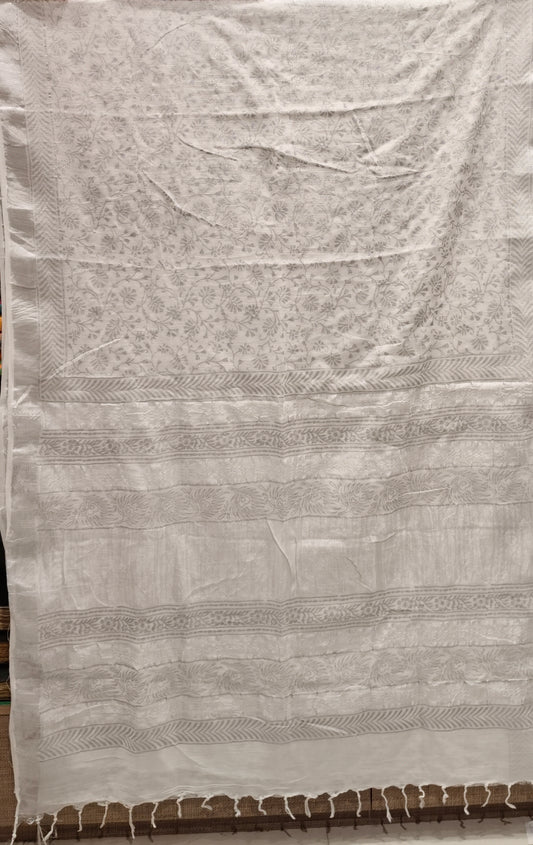 Saree linen Block printed