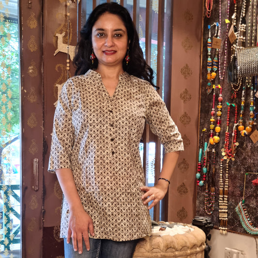 Printed Short Kurti : Earth