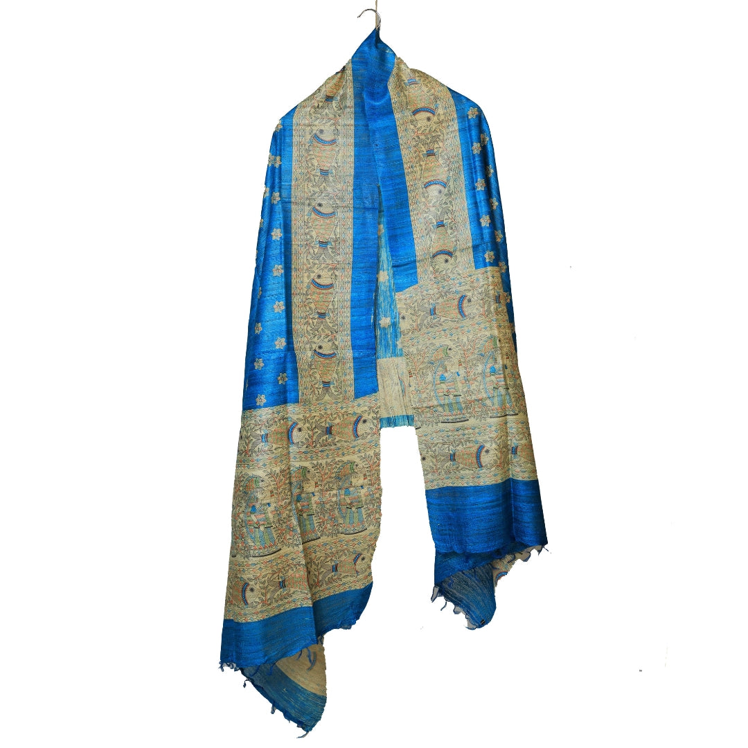 Raw Silk Dupattas with Madhubani Art (Limited Edition)