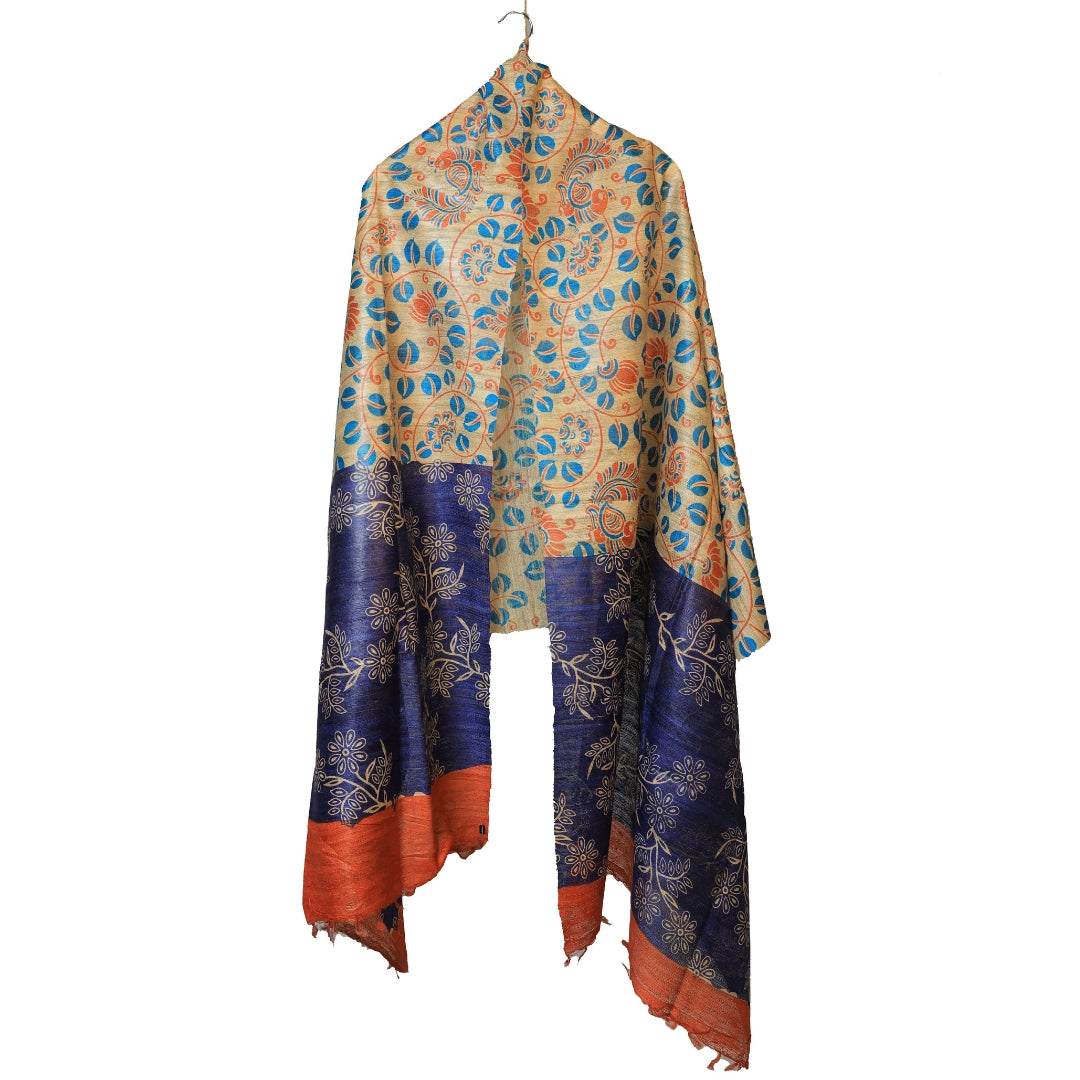 Raw Silk Dupattas with Madhubani Art (Limited Edition)