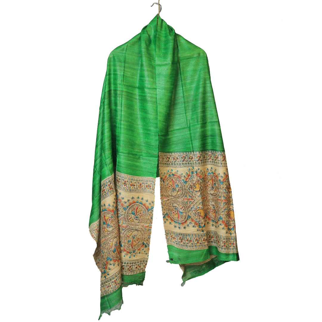 Raw Silk Dupattas with Madhubani Art (Limited Edition)