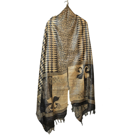 Raw Silk Dupattas with Madhubani Art (Limited Edition)