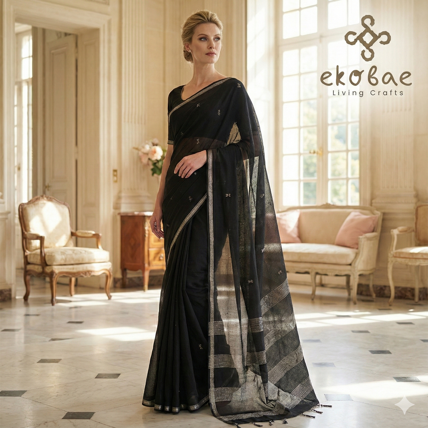 Ekobae Handloom Chatia Saree: Where Geometry Meets Tradition