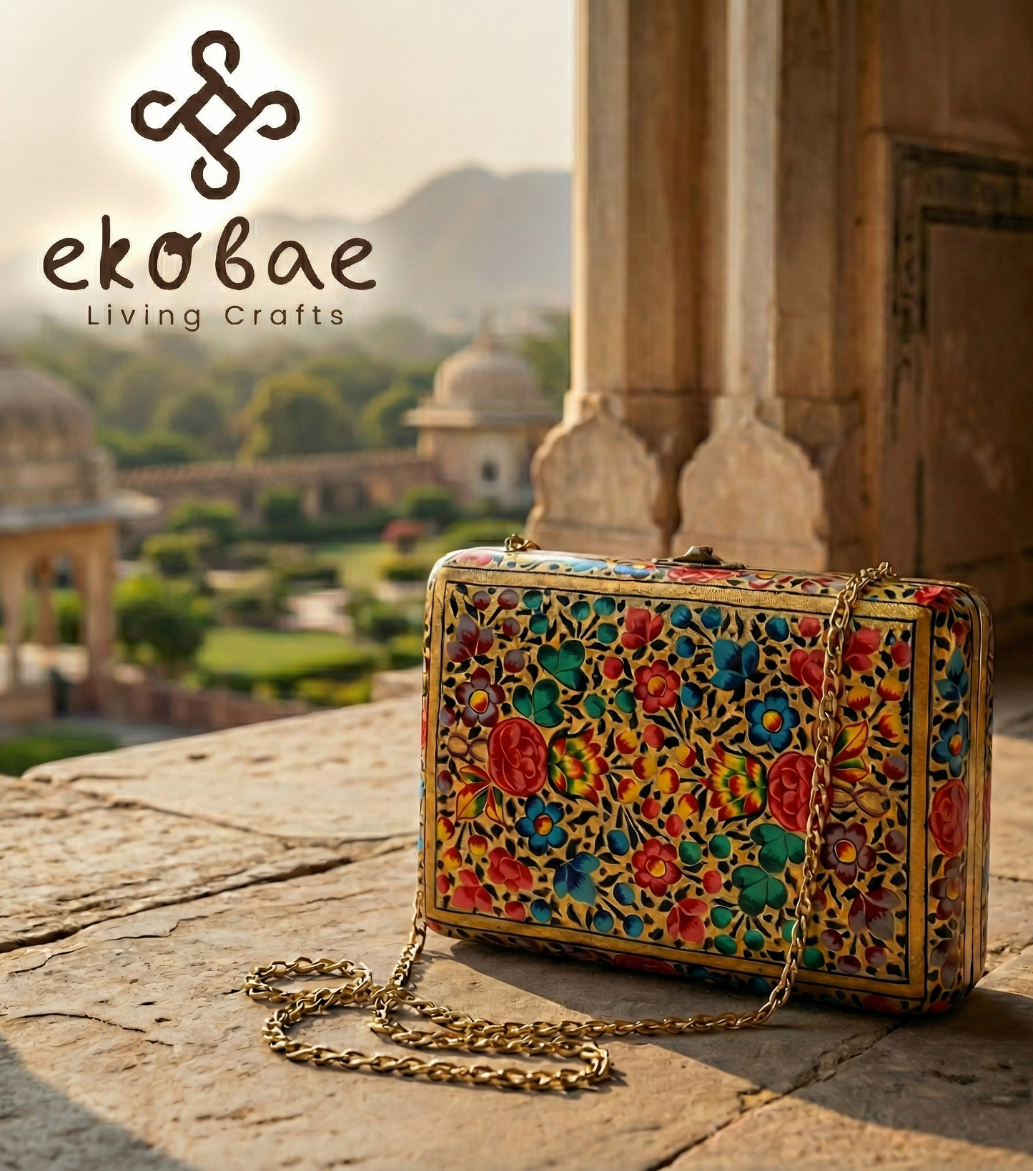 The Ekobae Collection: Hand-Painted Wooden Clutch