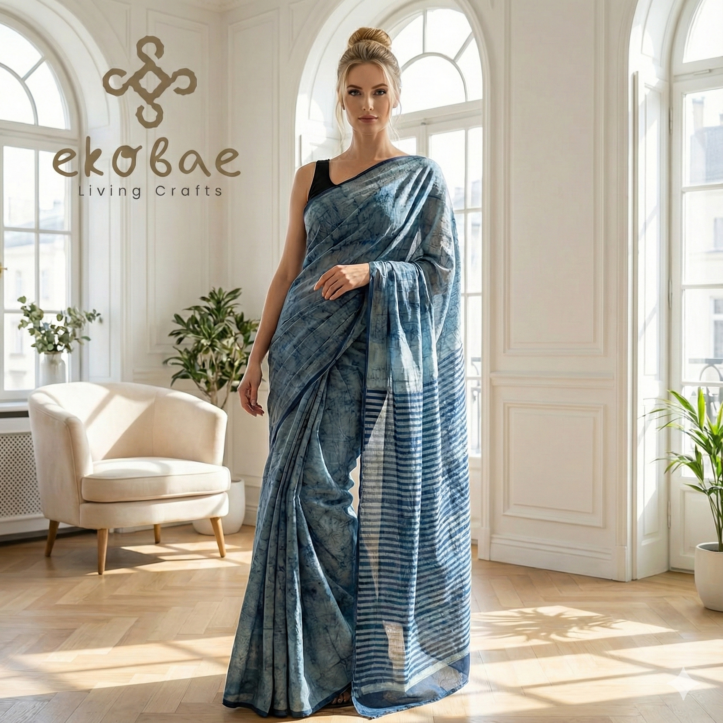 Denim Look Dabu saree