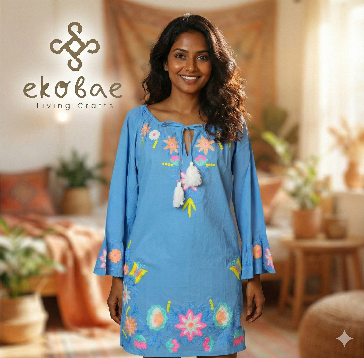 Embroidered Cotton Kurta Dresses