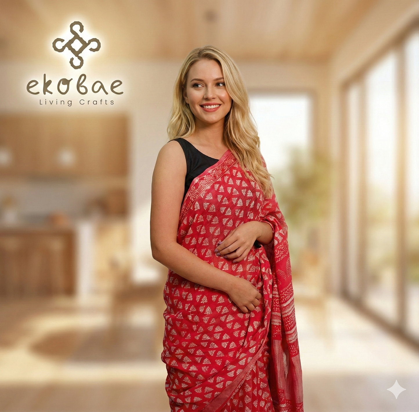 Dabu Linen Cotton Saree