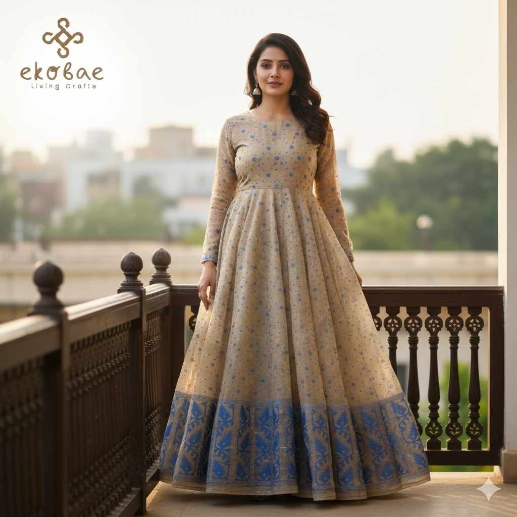 Jhilmil Jaal Kurta & Dupatta (2 piece set) Jamdani