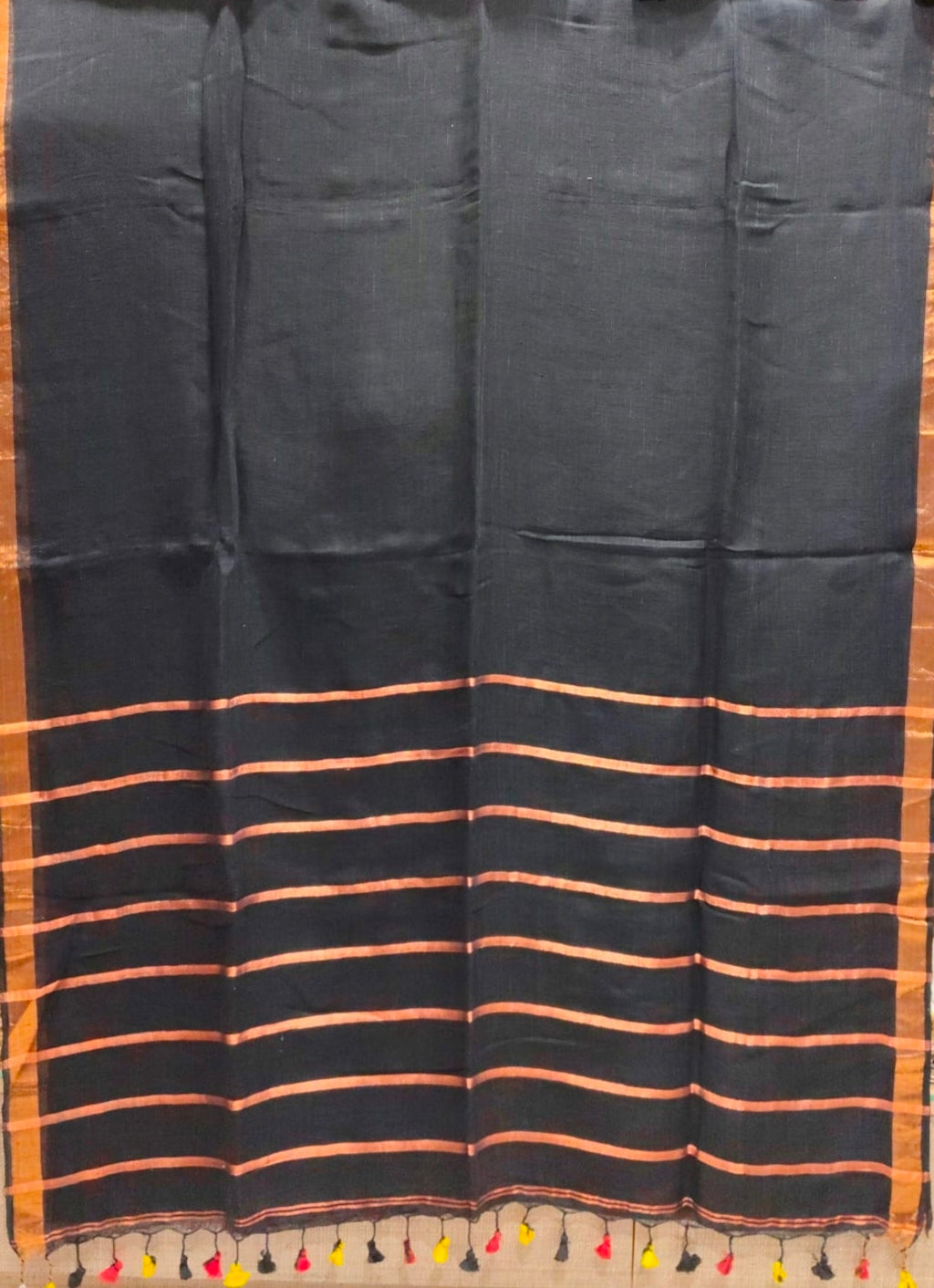 Saree  Handloom linen-Linen zari