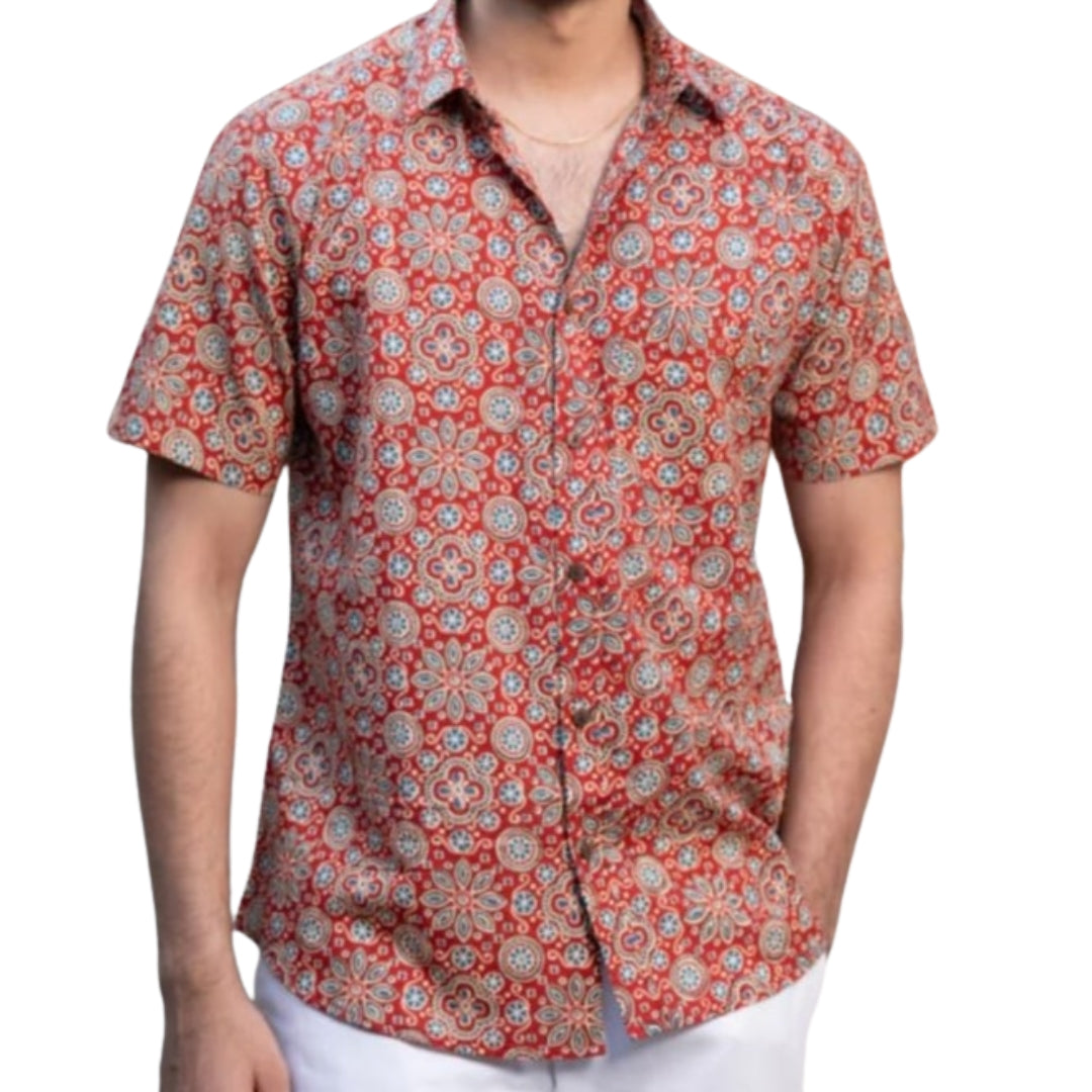 Ekobae Red Ajrakh Print Shirt