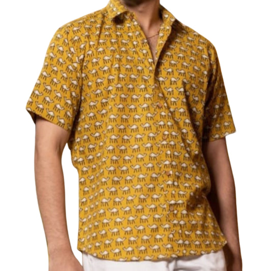 Mustard Camel Print Shirt: A Stylish Fusion