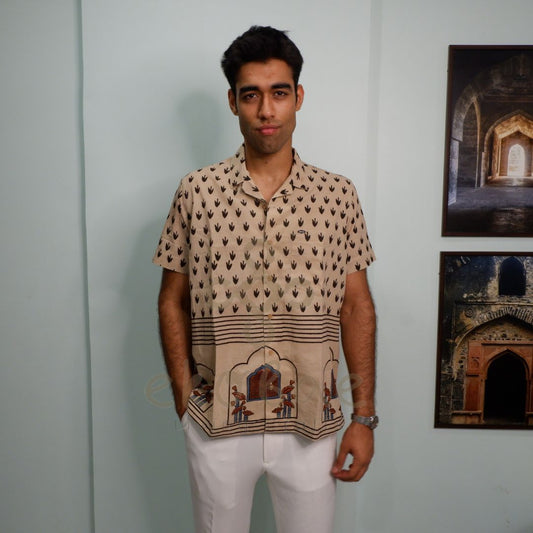 Ajrakh Alchemy : Cotton Shirt (Cuban Collar )