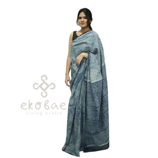 Edgy Elegance: Denim Look Dabu saree