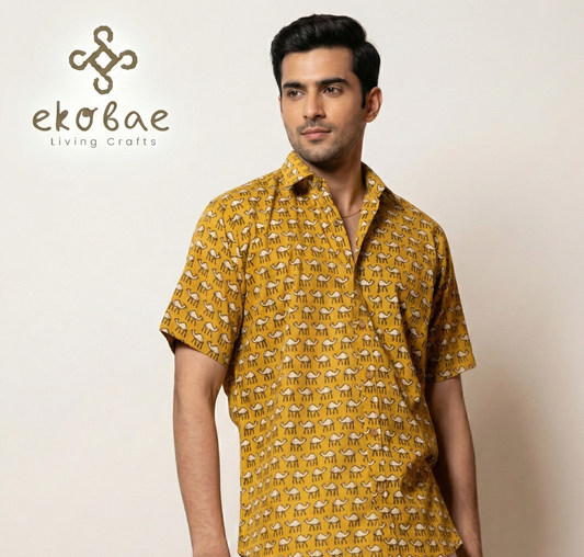 Mustard Camel Print Shirt: A Stylish Fusion