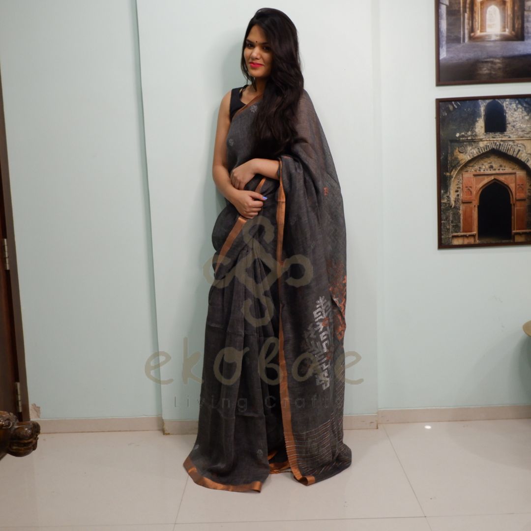 Linen by Linen Zari Saree