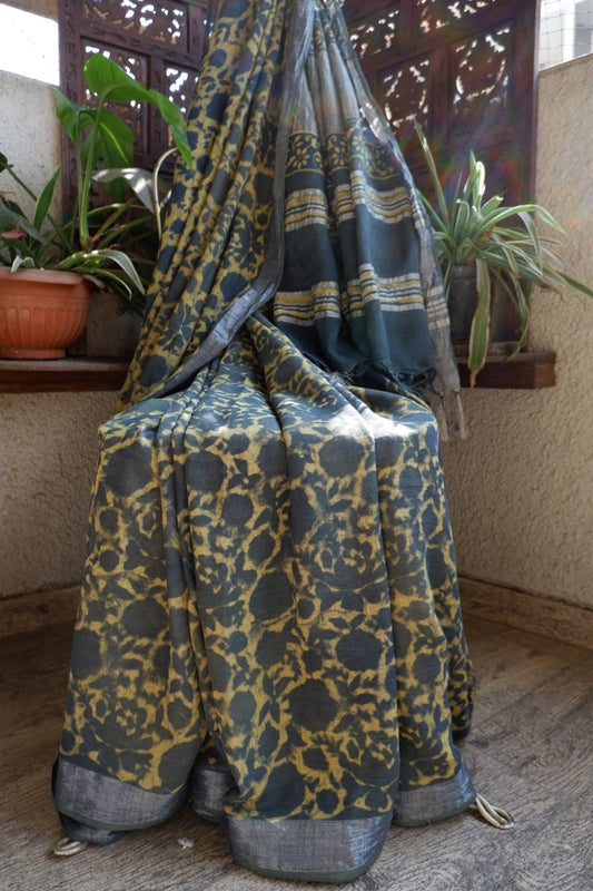 Dabu Linen Saree - Ekobae