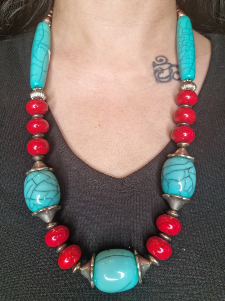 Himalayan Aqua Tribal Necklace - Ekobae