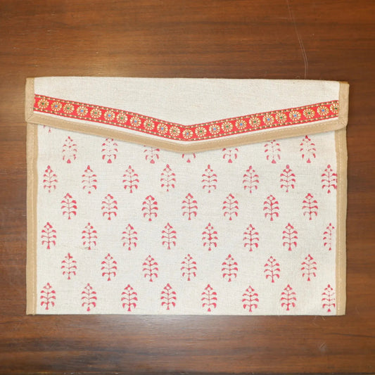 Jute-Cotton Envelope with Handblock Print - Ekobae